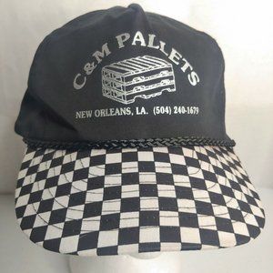 Vintage Nissin C&M Pallets New Orleans LA Checkered Black White Cap Retro Hat